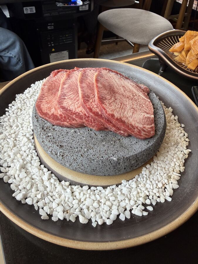 Wagyu on a lava stone