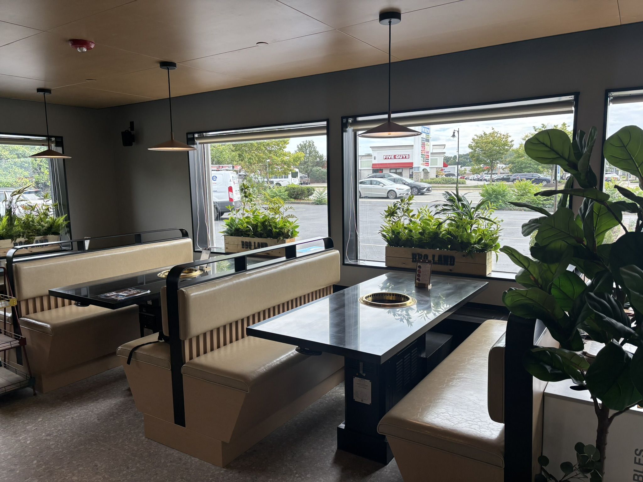 Booth seating with tableside grills